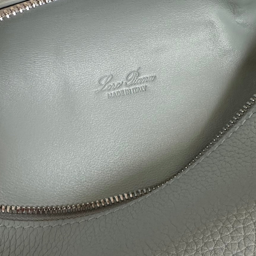 LORO PIANA EXTRA POCKET L19 IN LIGHT BLUE CALFSKIN WITH SILVER HARDWARE