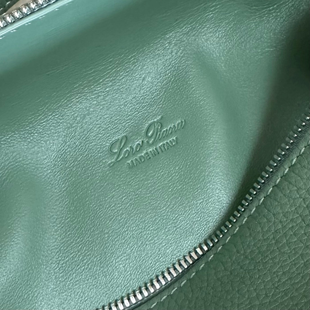 LORO PIANA EXTRA POCKET L19 IN TEAL GREEN CALFSKIN WITH SILVER HARDWARE