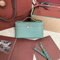 LORO PIANA EXTRA POCKET L19 IN TEAL GREEN CALFSKIN WITH SILVER HARDWARE