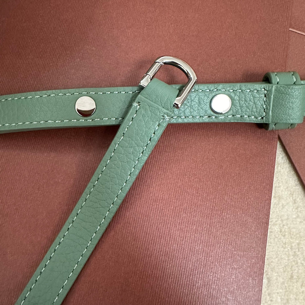 LORO PIANA EXTRA POCKET L19 IN TEAL GREEN CALFSKIN WITH SILVER HARDWARE