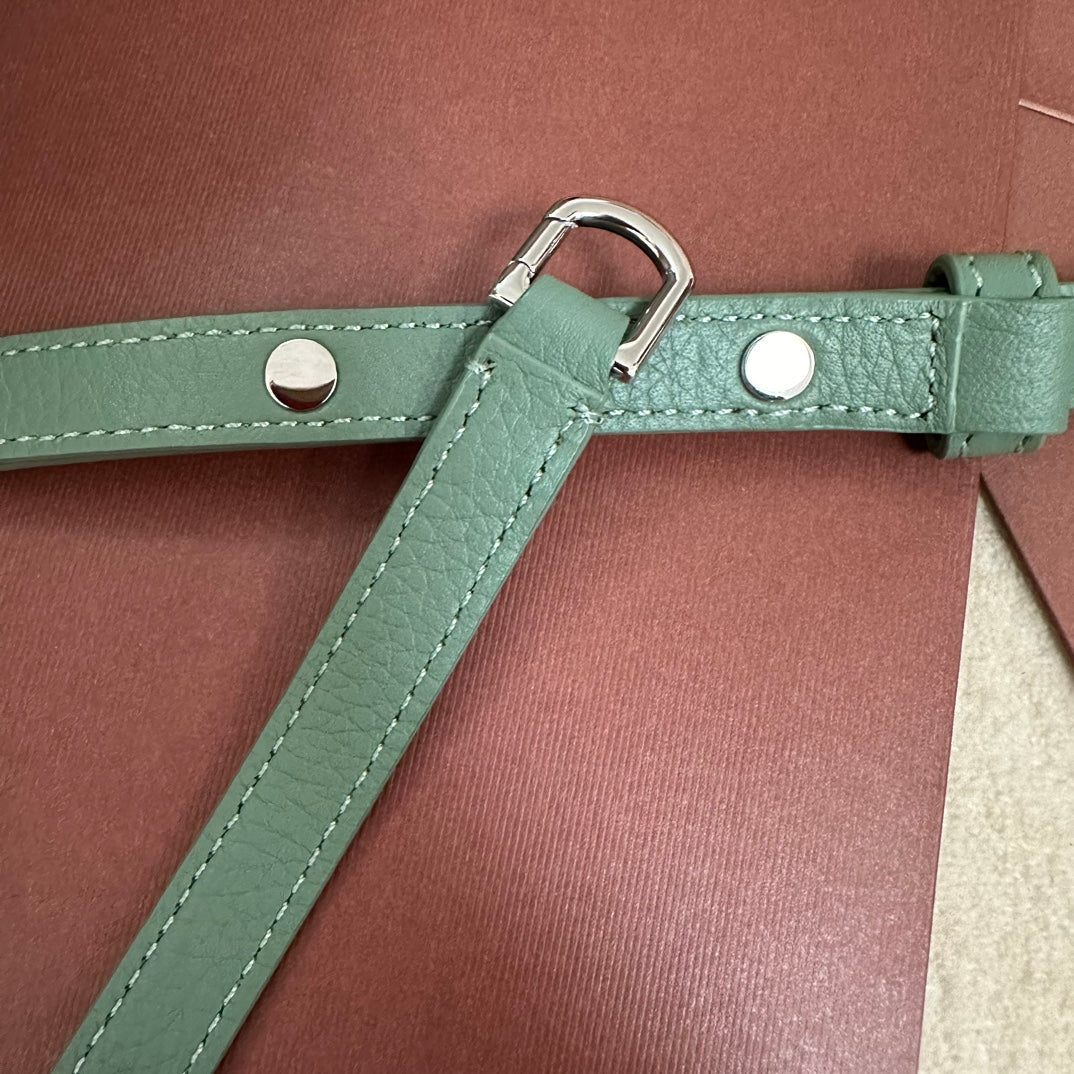 LORO PIANA EXTRA POCKET L19 IN TEAL GREEN CALFSKIN WITH SILVER HARDWARE