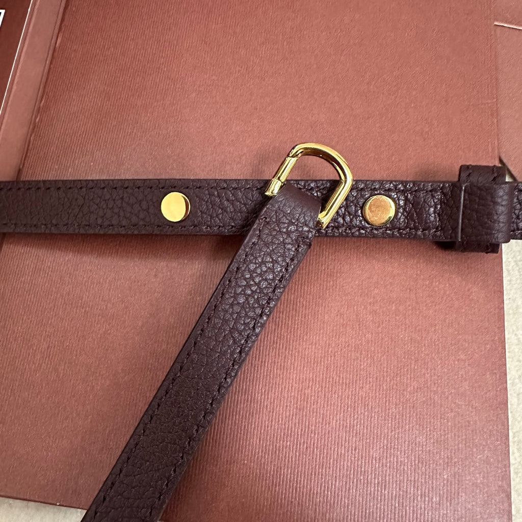 LORO PIANA EXTRA POCKET L19 IN WINE PURPLE CALFSKIN WITH GOLD HARDWARE