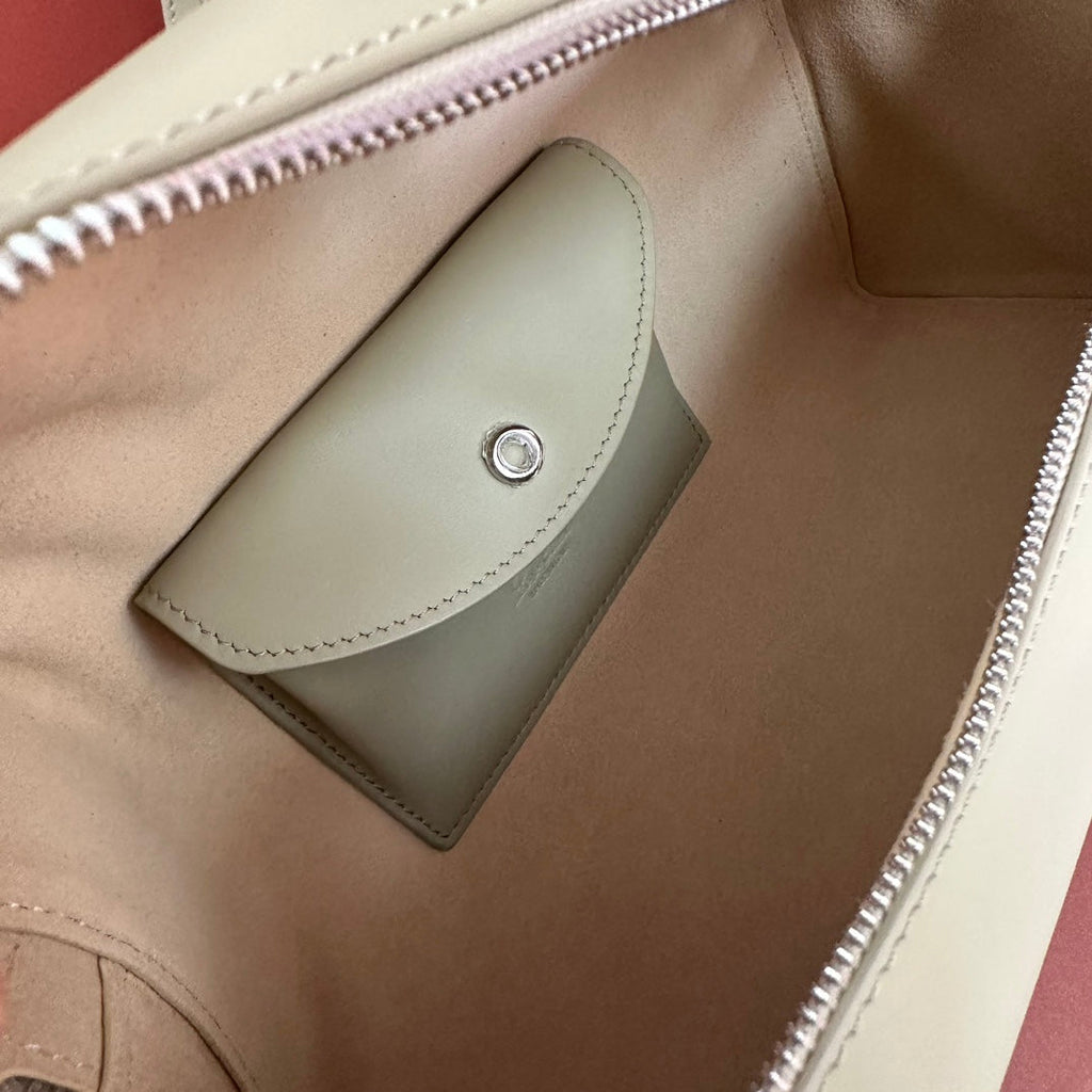 LORO PIANA EXTRA BAG L27 IN PASTEL GREEN SMOOTH CALFSKIN WITH SILVER HARDWARE