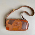 MIU MIU HOBO 24 BAG IN COGNAC LEATHER PATCHWORK