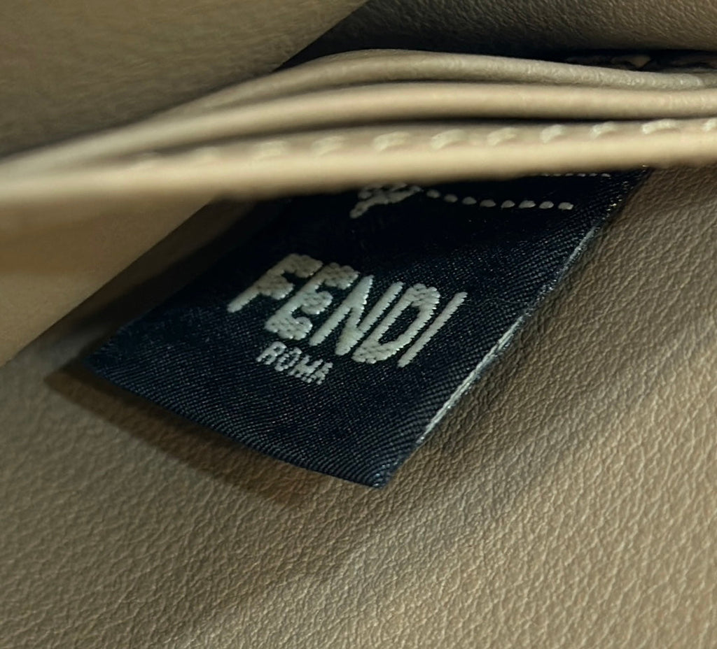 FENDI BAGUETTE MINI 21 BAG IN CERULEAN BLUE MONOGRAM DENIM WITH GOLD HARDWARE
