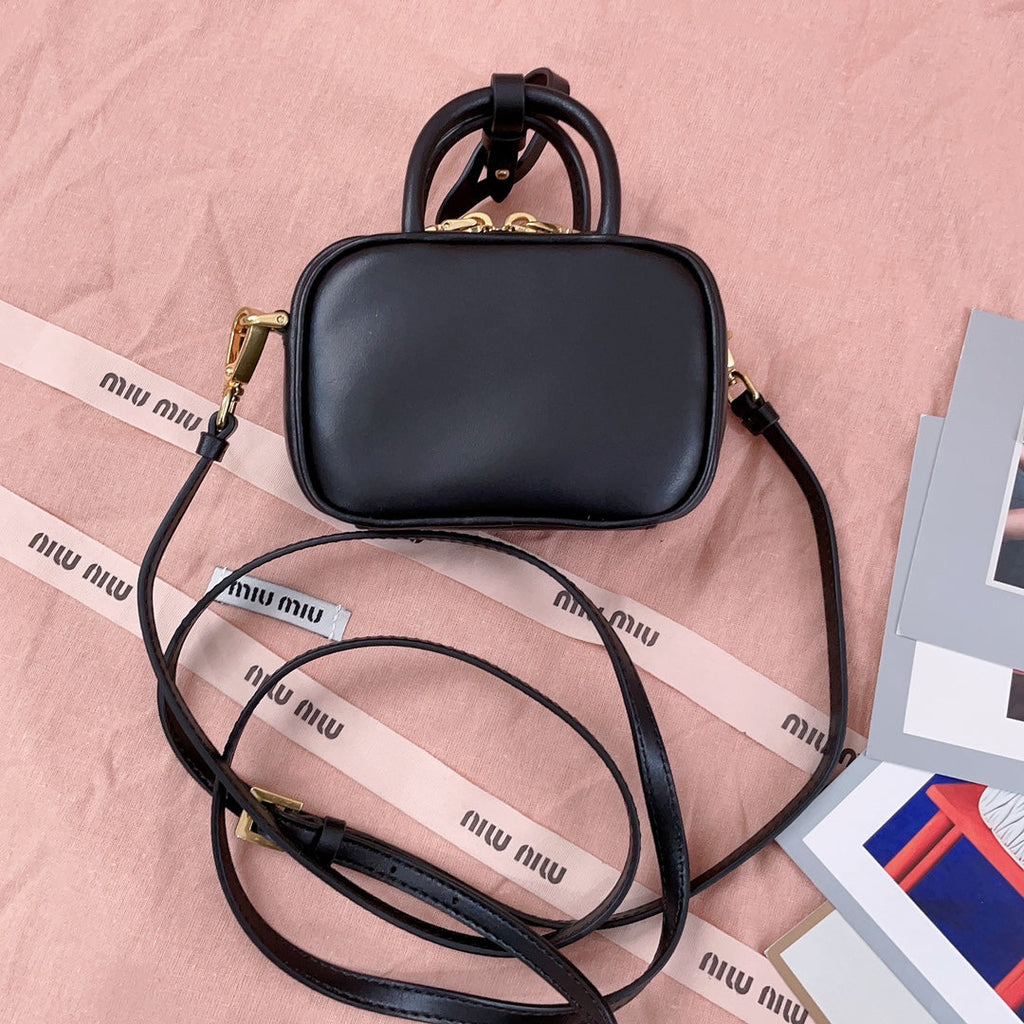 MIU MIU MINI SHOULDER BAG 10 IN BLACK CALFSKIN GOLD HARDWARE