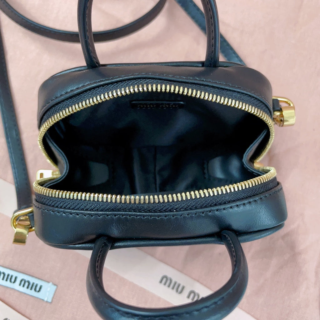 MIU MIU MINI SHOULDER BAG 10 IN BLACK CALFSKIN GOLD HARDWARE
