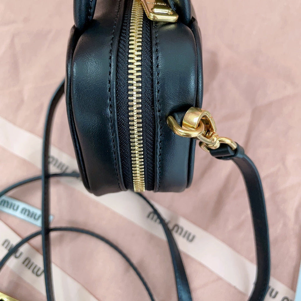 MIU MIU MINI SHOULDER BAG 10 IN BLACK CALFSKIN GOLD HARDWARE