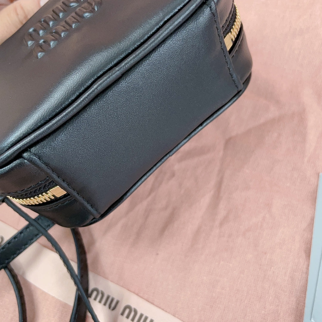 MIU MIU MINI SHOULDER BAG 10 IN BLACK CALFSKIN GOLD HARDWARE