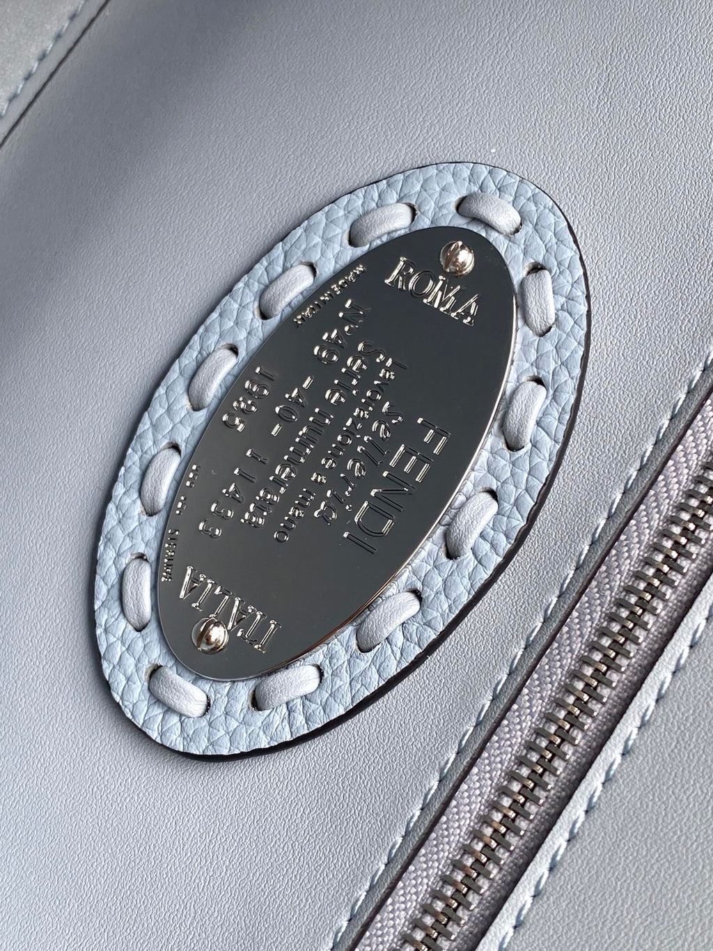 FENDI Fend Baguette 27 Bag Baby Blue Calfskin Shw