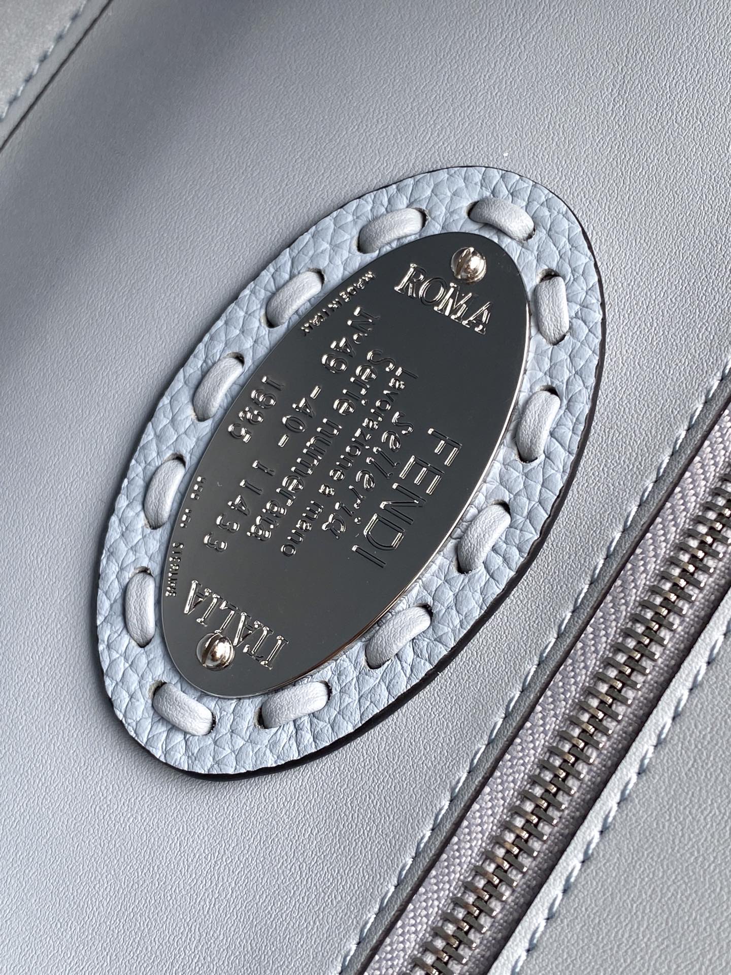 FENDI Fend Baguette 27 Bag Baby Blue Calfskin Shw