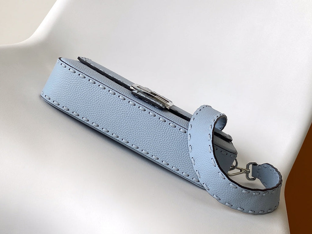 FENDI Fend Baguette 27 Bag Baby Blue Calfskin Shw