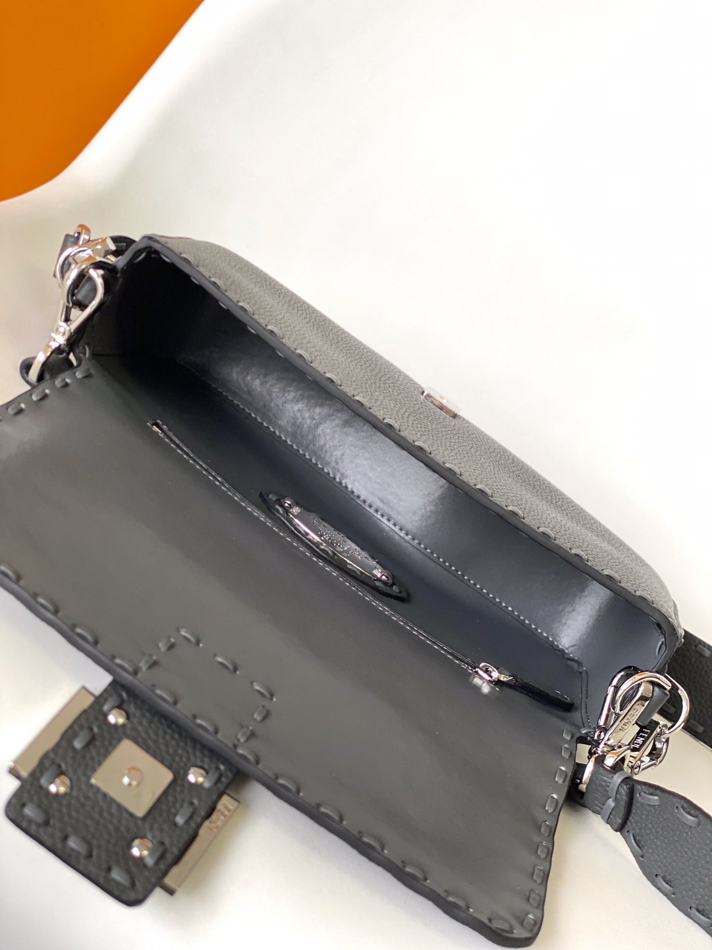FENDI Fend Baguette 27 Bag Black Calfskin Shw