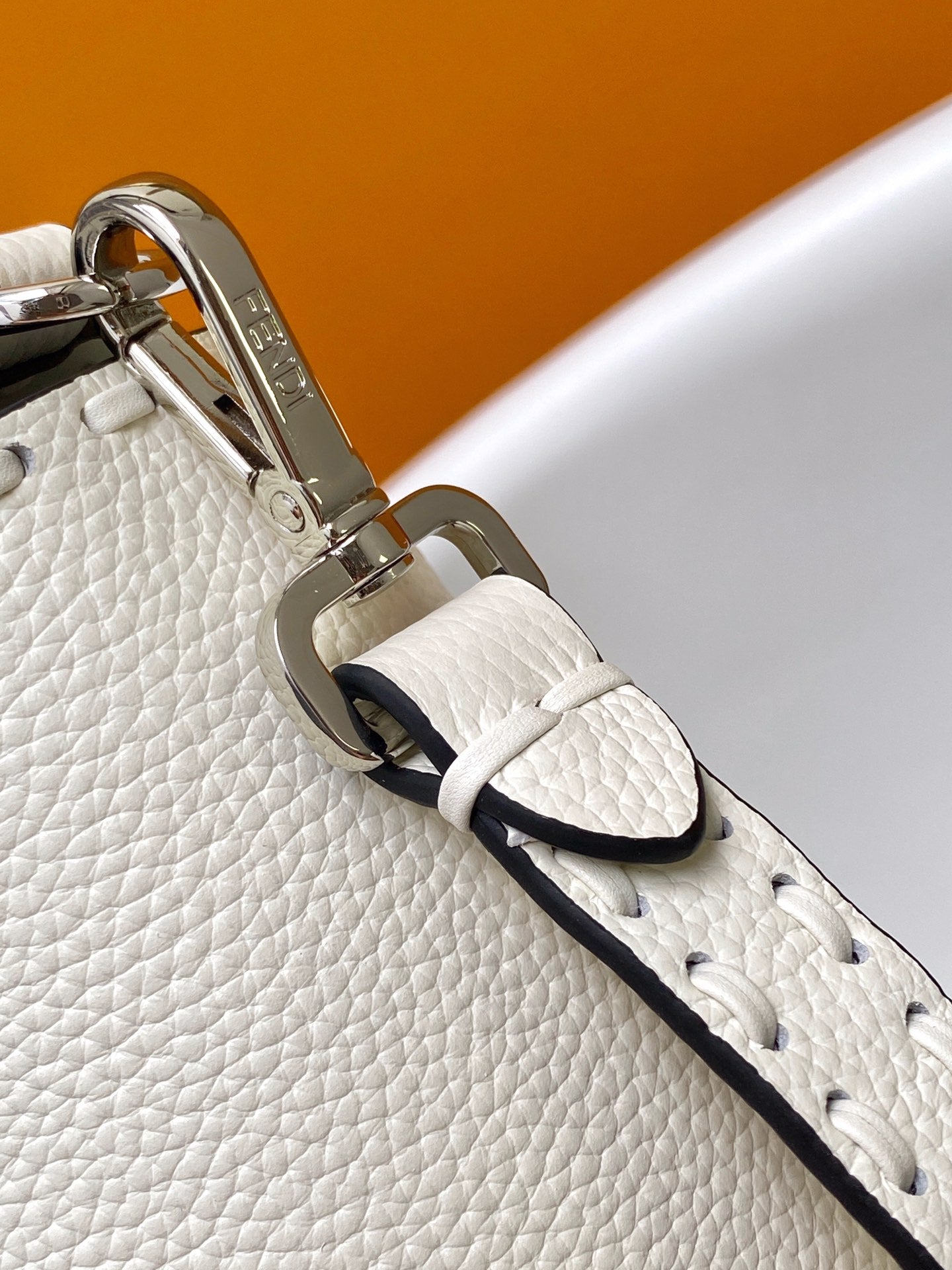 FENDI Fend Baguette 27 Bag White Calfskin Shw