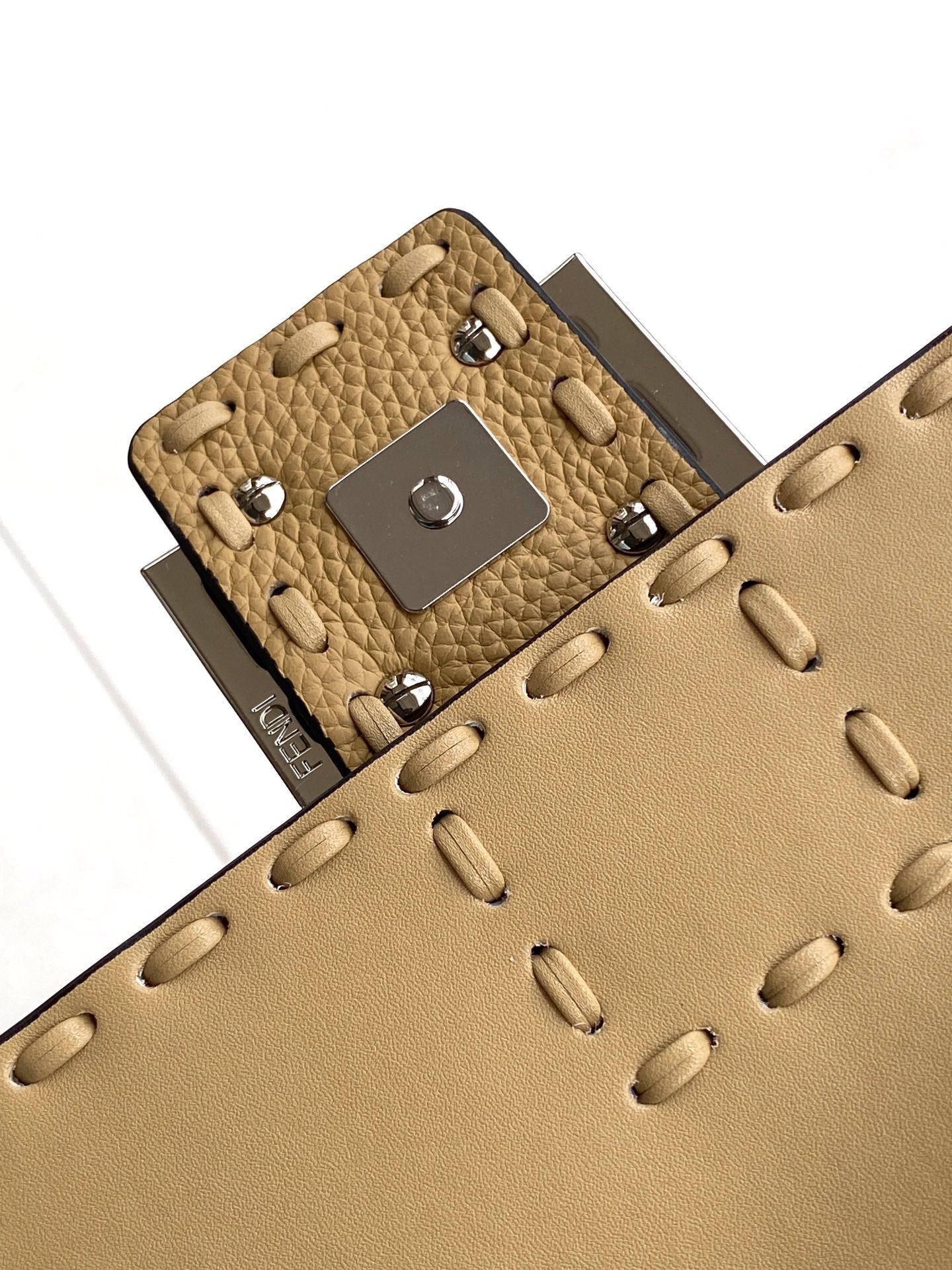 FENDI Fend Baguette 27 Bag Light Brown Calfskin Shw