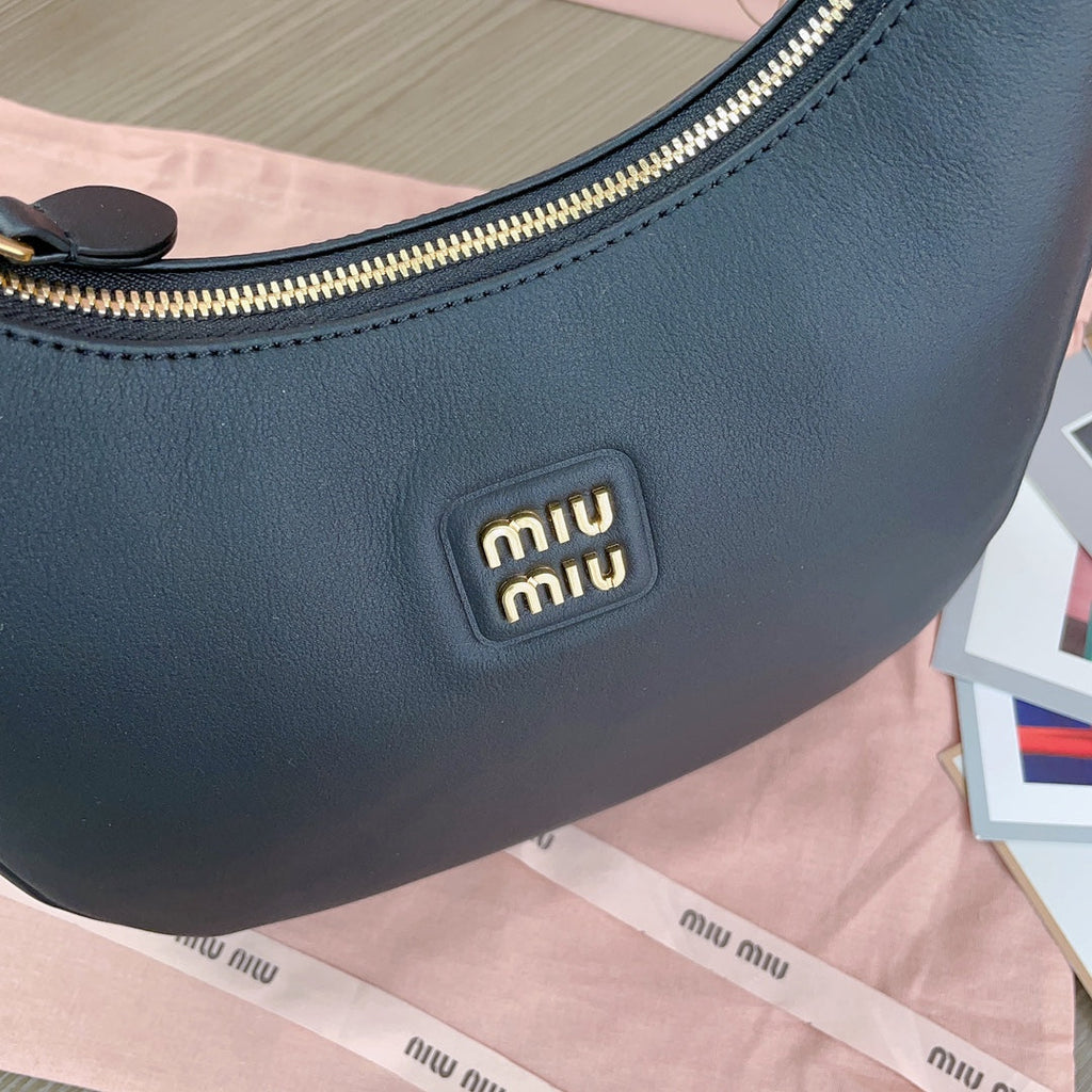 MIU MIU HOBO BAG 27 IN BLACK CALFSKIN
