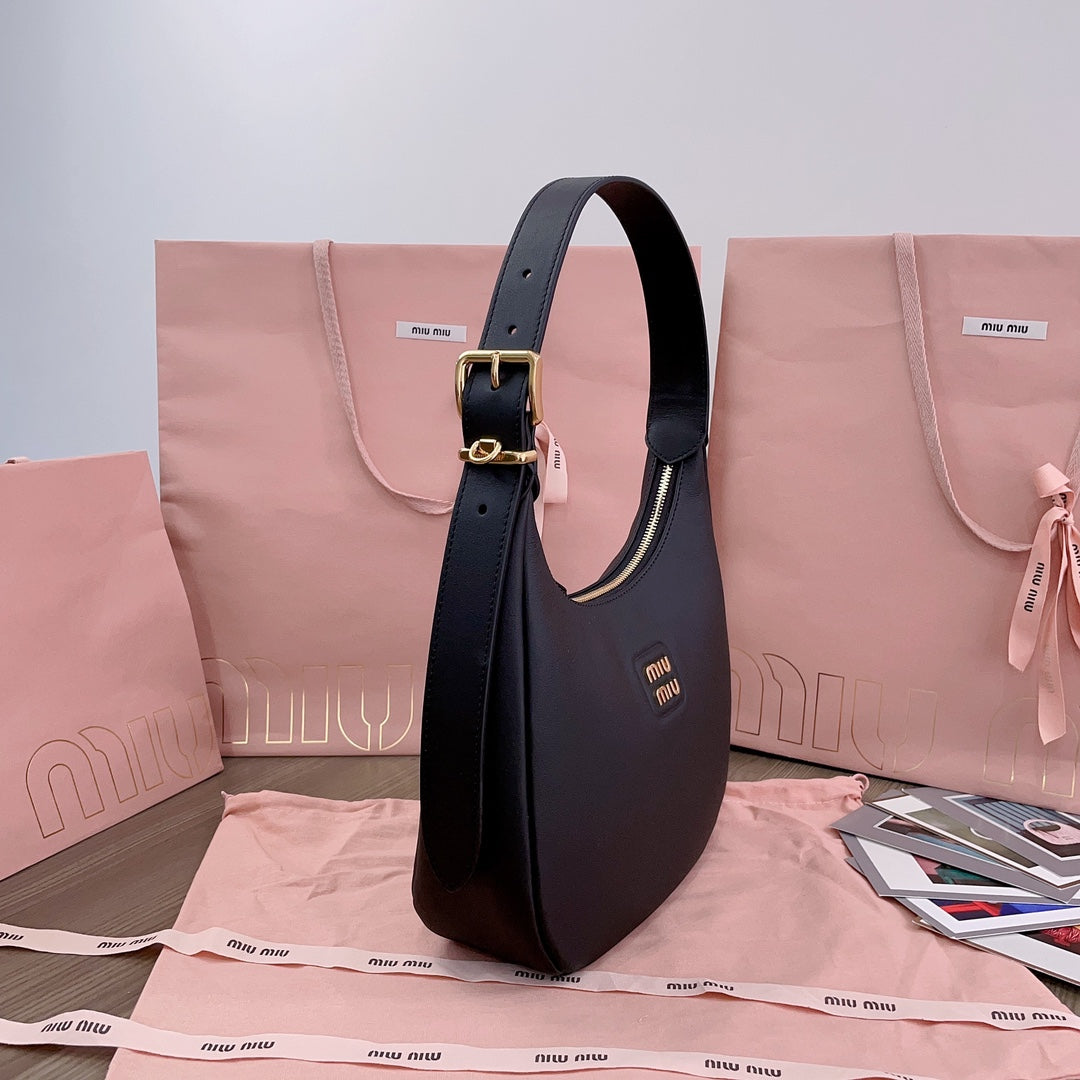 MIU MIU HOBO BAG 27 IN BLACK CALFSKIN