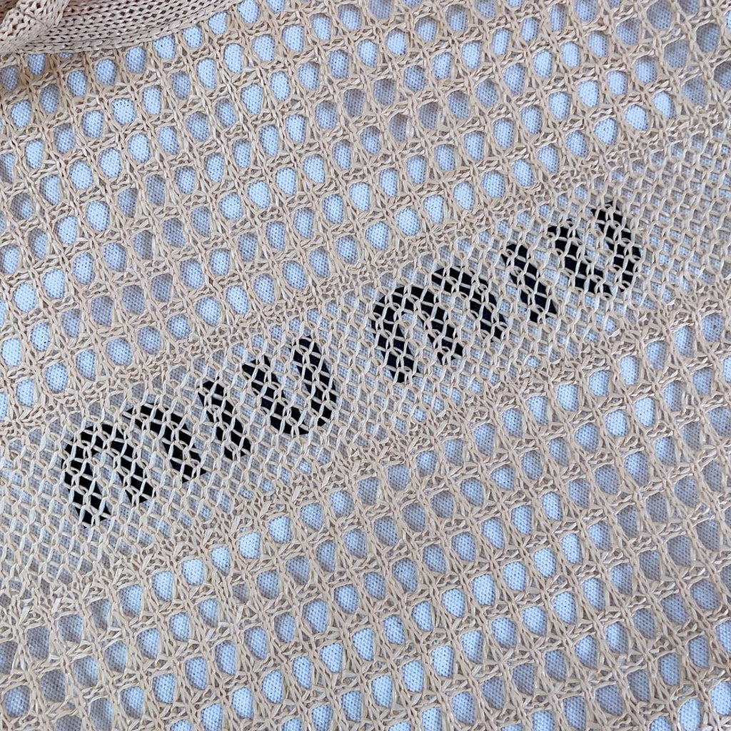 MIU MIU IVY TOTE BAG 40 IN BEIGE MIX WHITE MESH