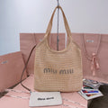 MIU MIU IVY TOTE BAG 40 IN BEIGE MIX WHITE MESH