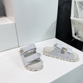 Slippers White Sheepskin With Stylized Straps