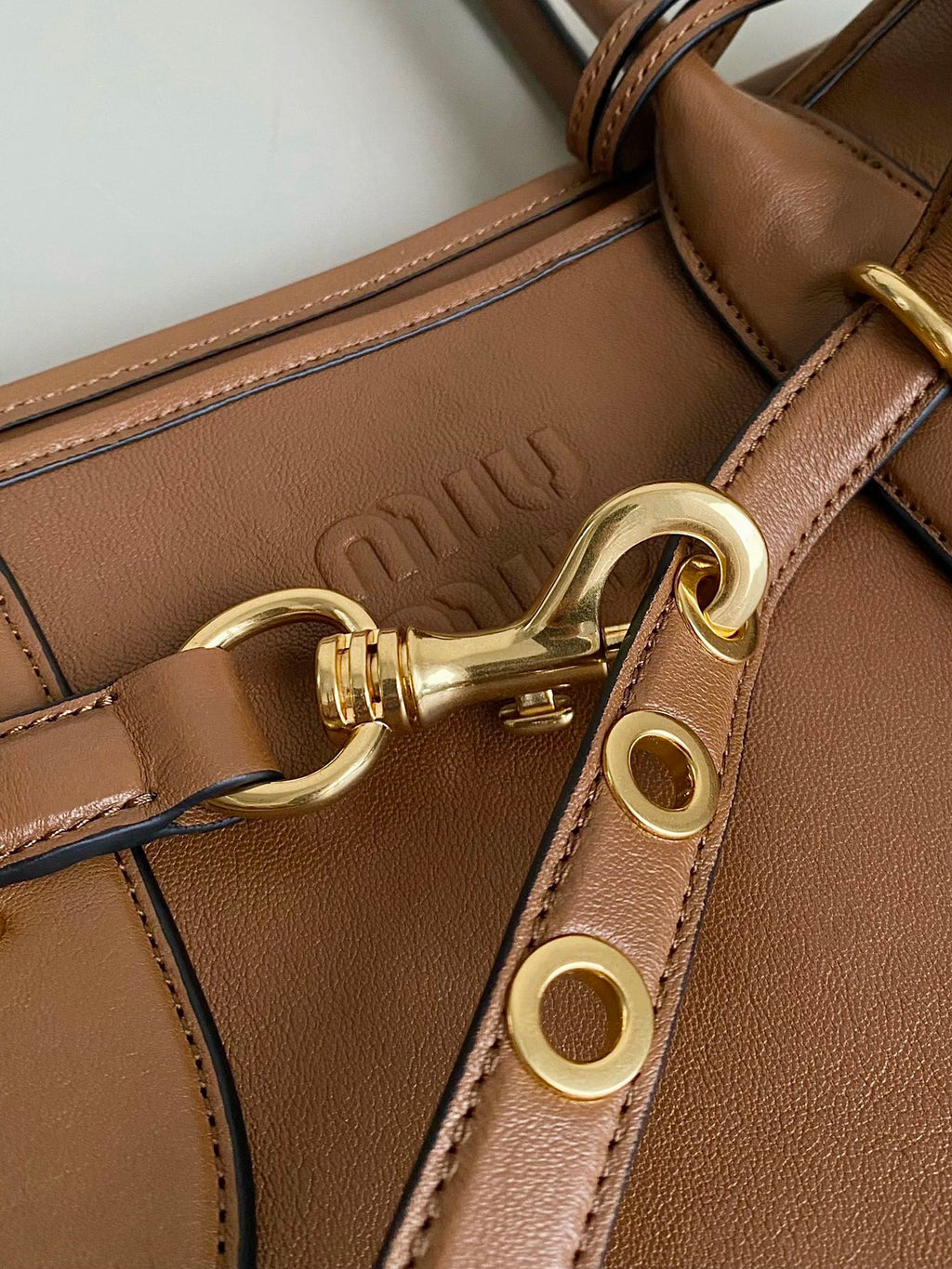 MIU MIU LARGE HANDBAG 40 IN CINNAMON BROWN CALFSKIN