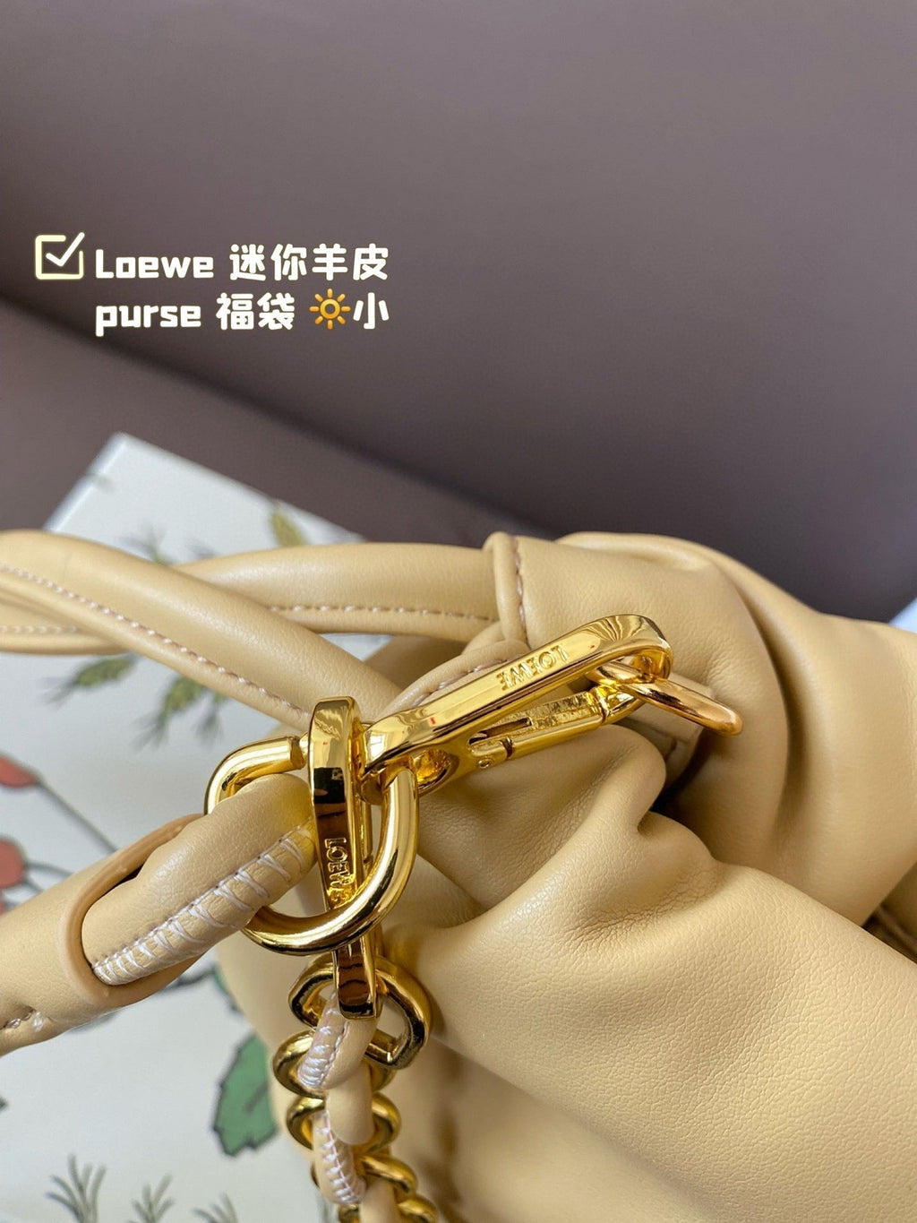 LOEWE LOE MINI 18 FLAMENCO PURSE IN SAHARA NAPPA LAMBSKIN