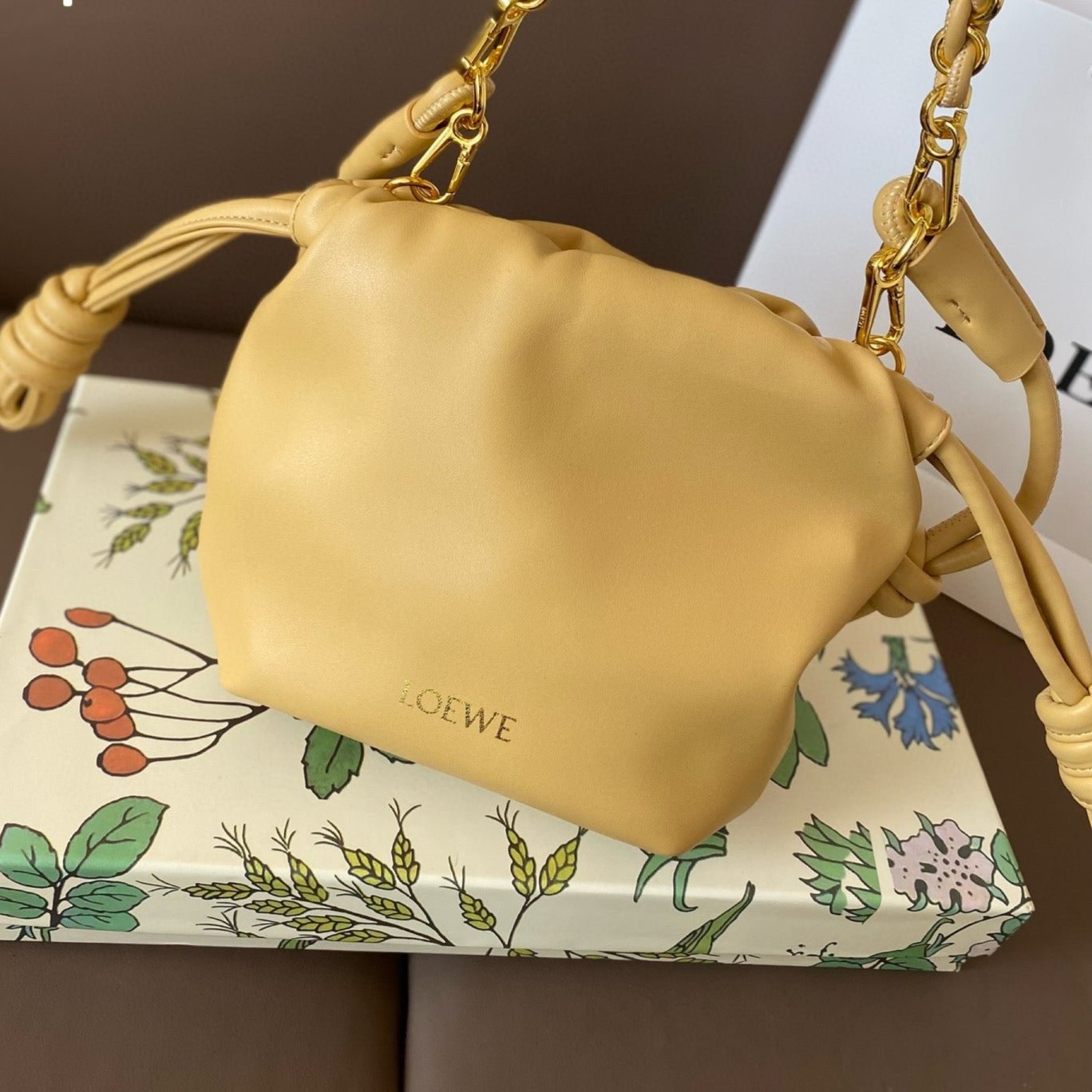 LOEWE LOE MINI 18 FLAMENCO PURSE IN SAHARA NAPPA LAMBSKIN