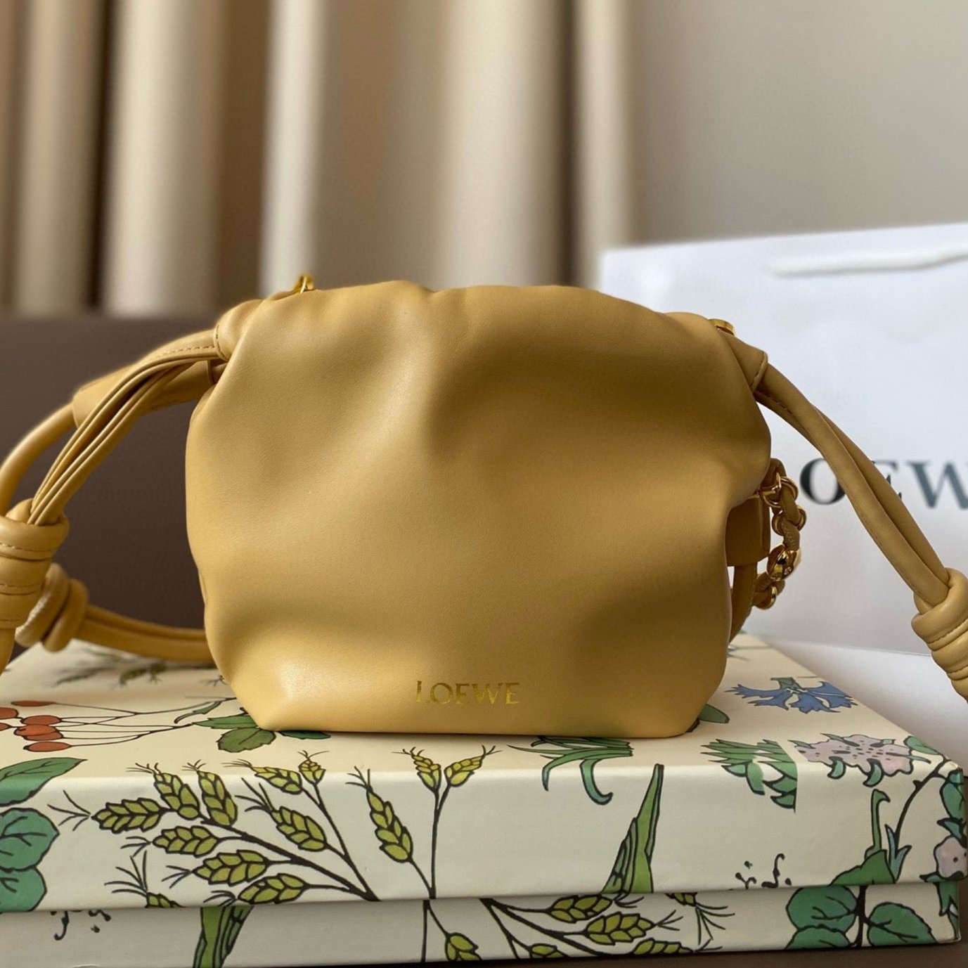 LOEWE LOE MINI 18 FLAMENCO PURSE IN SAHARA NAPPA LAMBSKIN
