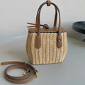 MIU MIU BASKET 20 BAG IN BROWN BEIGE WICKER AND LEATHER