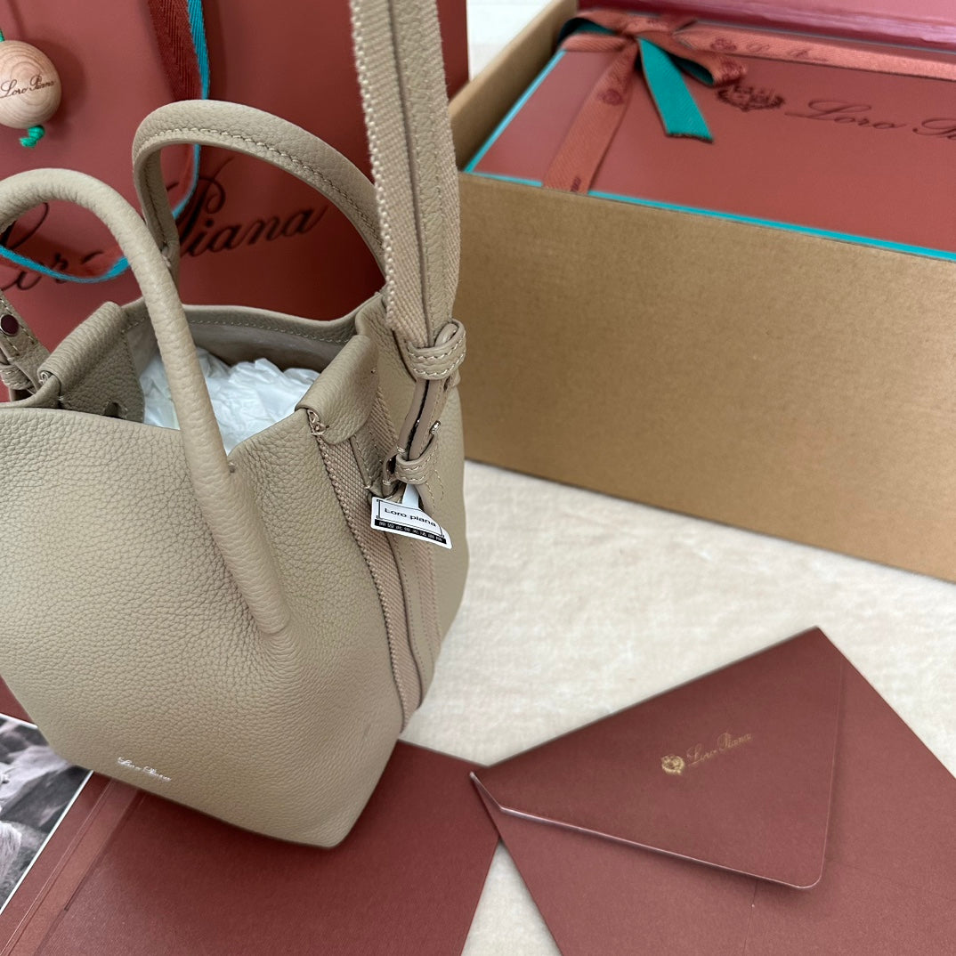 LORO PIANA MICRO BALE BAG IN KHAKI BROWN CALFSKIN
