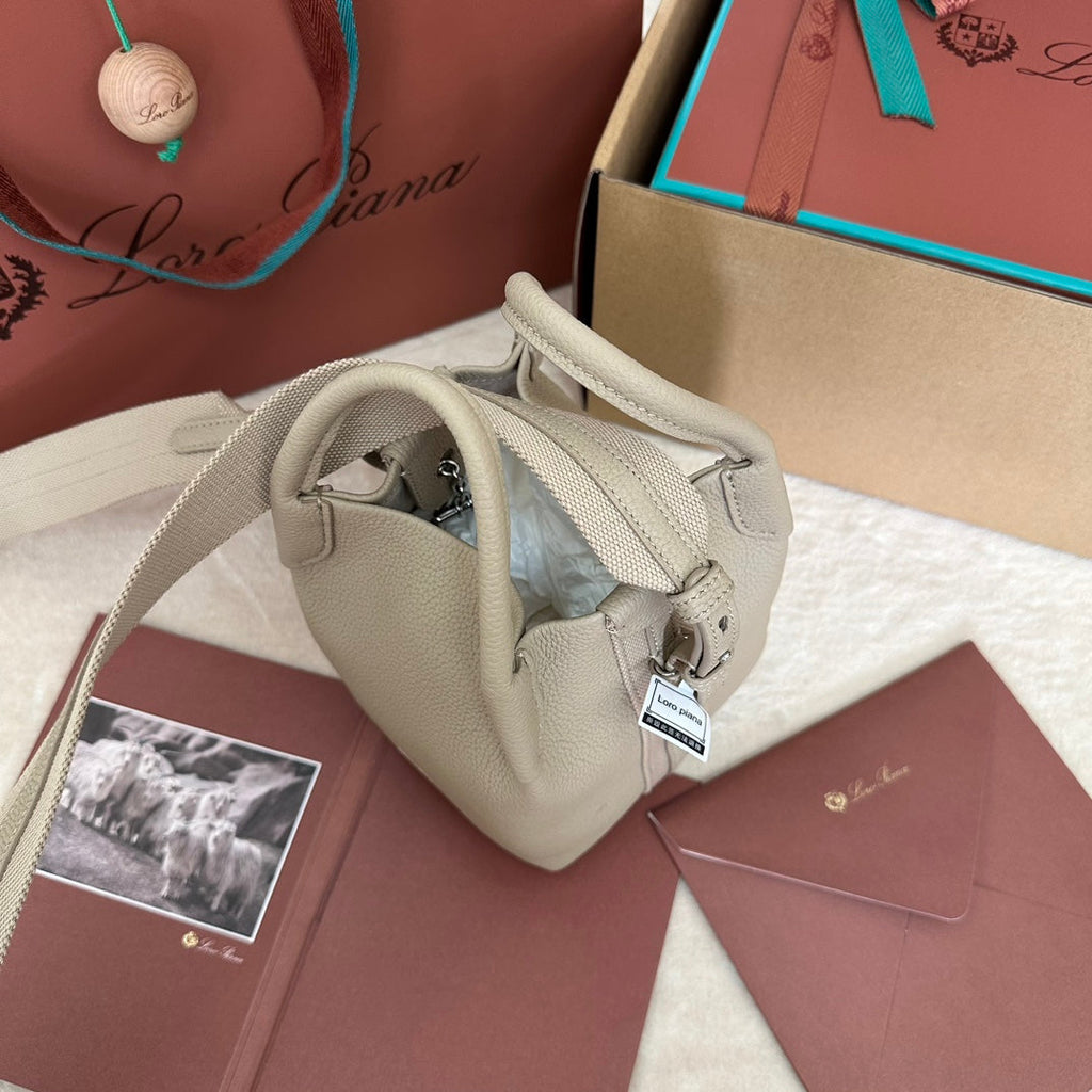 LORO PIANA MICRO BALE BAG IN KHAKI BROWN CALFSKIN
