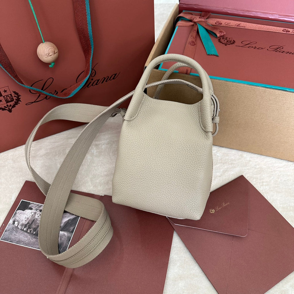 LORO PIANA MICRO BALE BAG IN KHAKI BROWN CALFSKIN