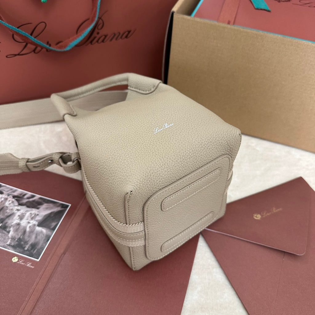 LORO PIANA MICRO BALE BAG IN KHAKI BROWN CALFSKIN