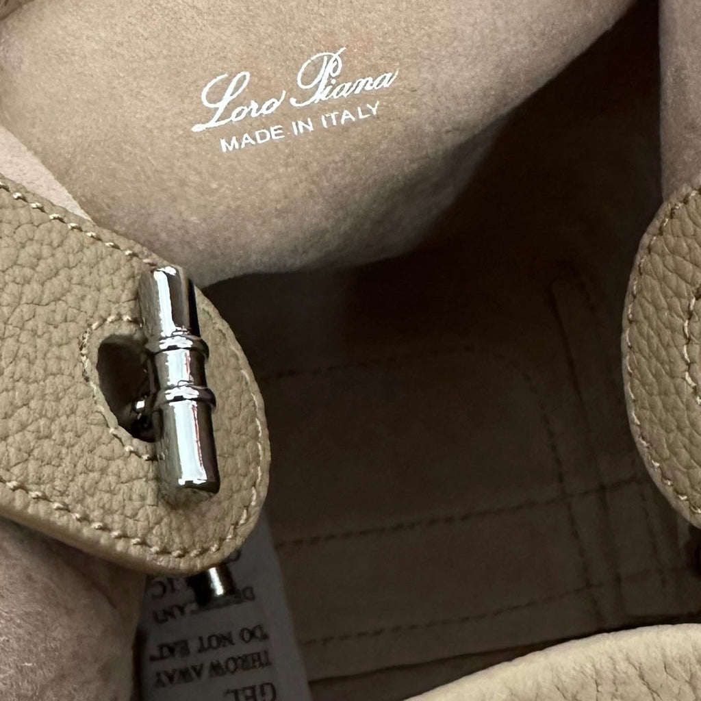 LORO PIANA MICRO BALE BAG IN KHAKI BROWN CALFSKIN