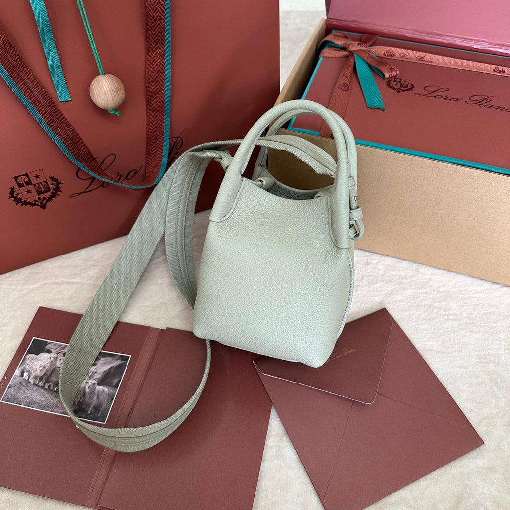 LORO PIANA MICRO BALE BAG IN LIGHT GREEN CALFSKIN