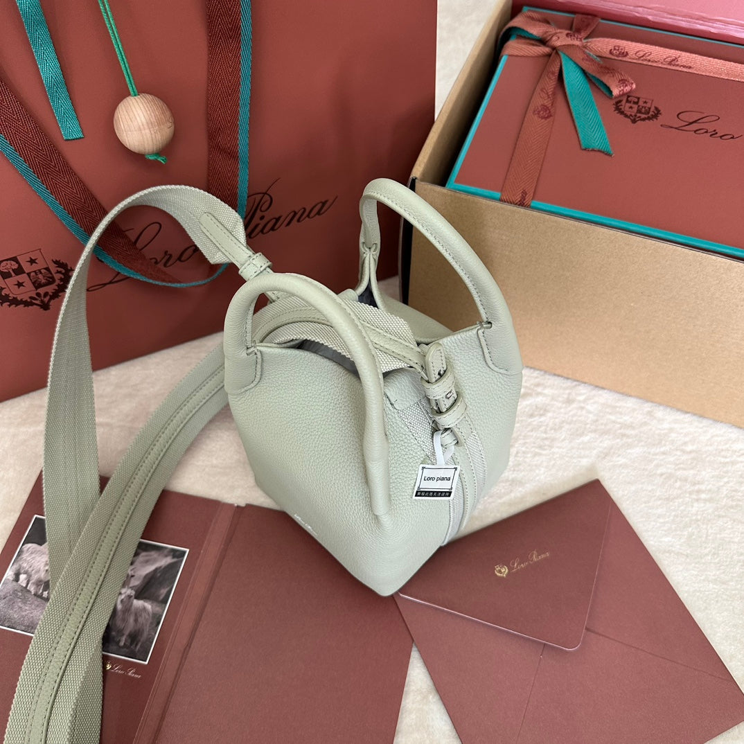 LORO PIANA MICRO BALE BAG IN LIGHT GREEN CALFSKIN