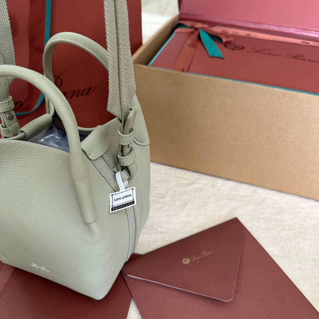 LORO PIANA MICRO BALE BAG IN LIGHT GREEN CALFSKIN