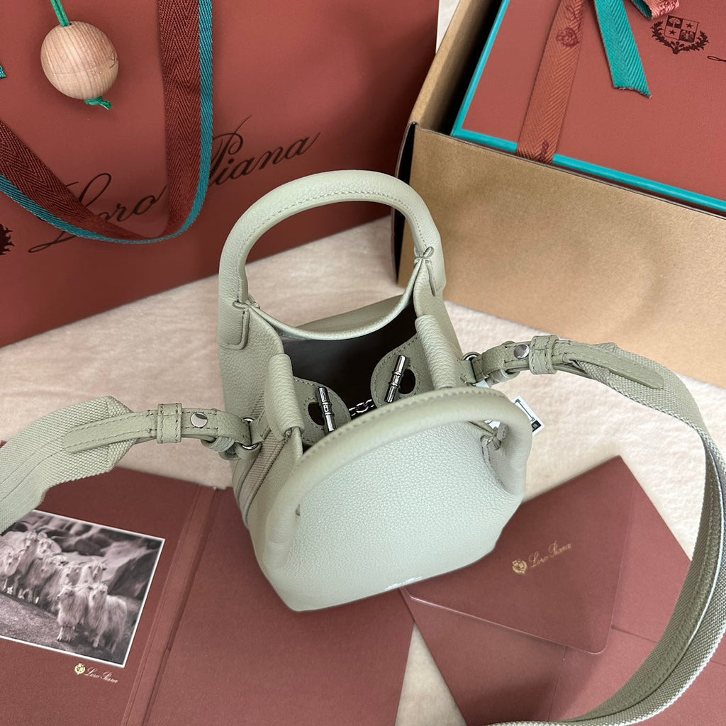 LORO PIANA MICRO BALE BAG IN LIGHT GREEN CALFSKIN