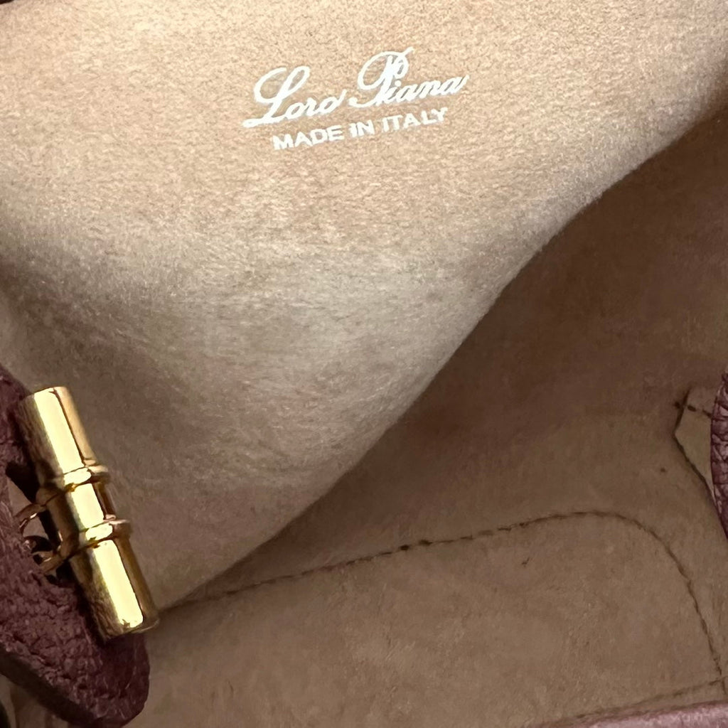 LORO PIANA MICRO BALE BAG IN WINE PURPLE CALFSKIN