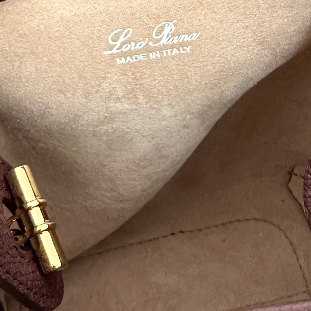 LORO PIANA MICRO BALE BAG IN WINE PURPLE CALFSKIN