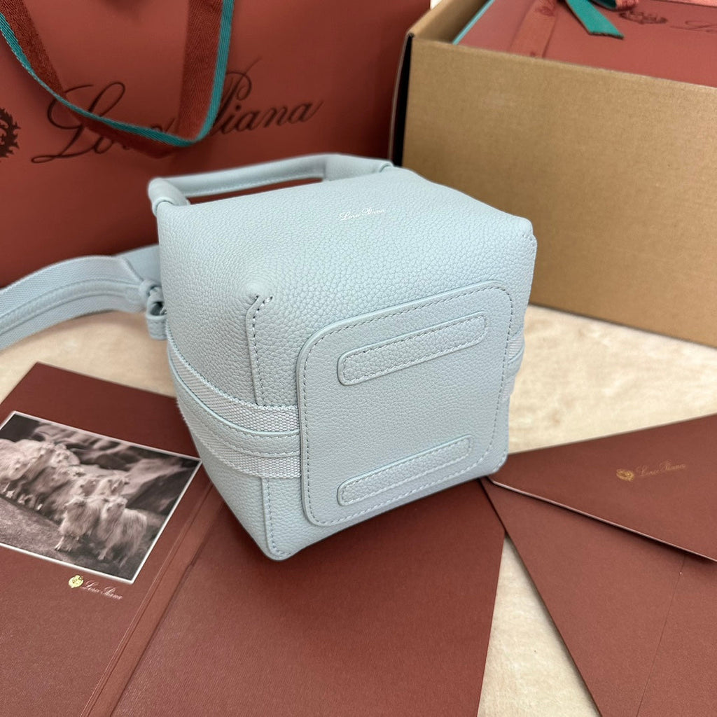 LORO PIANA MICRO BALE BAG IN LIGHT BLUE CALFSKIN