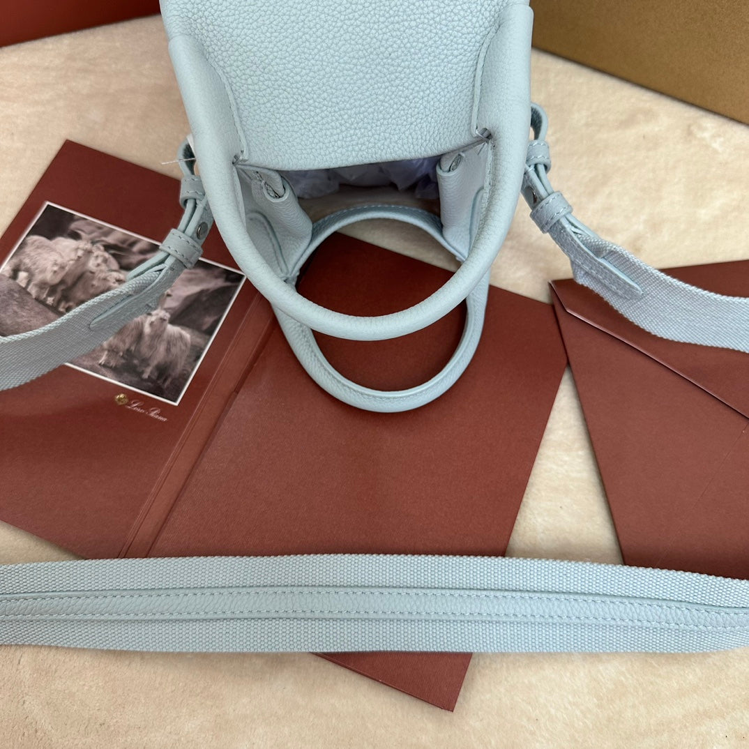 LORO PIANA MICRO BALE BAG IN LIGHT BLUE CALFSKIN