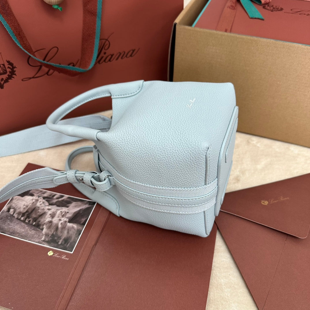 LORO PIANA MICRO BALE BAG IN LIGHT BLUE CALFSKIN