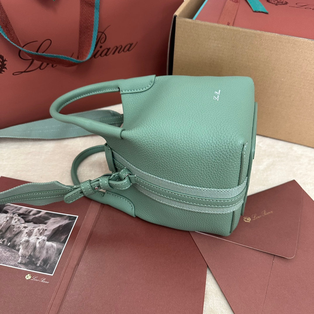 LORO PIANA MICRO BALE BAG IN SEA GREEN CALFSKIN