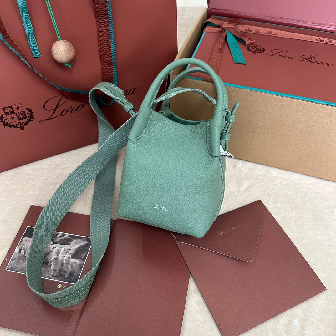 LORO PIANA MICRO BALE BAG IN SEA GREEN CALFSKIN