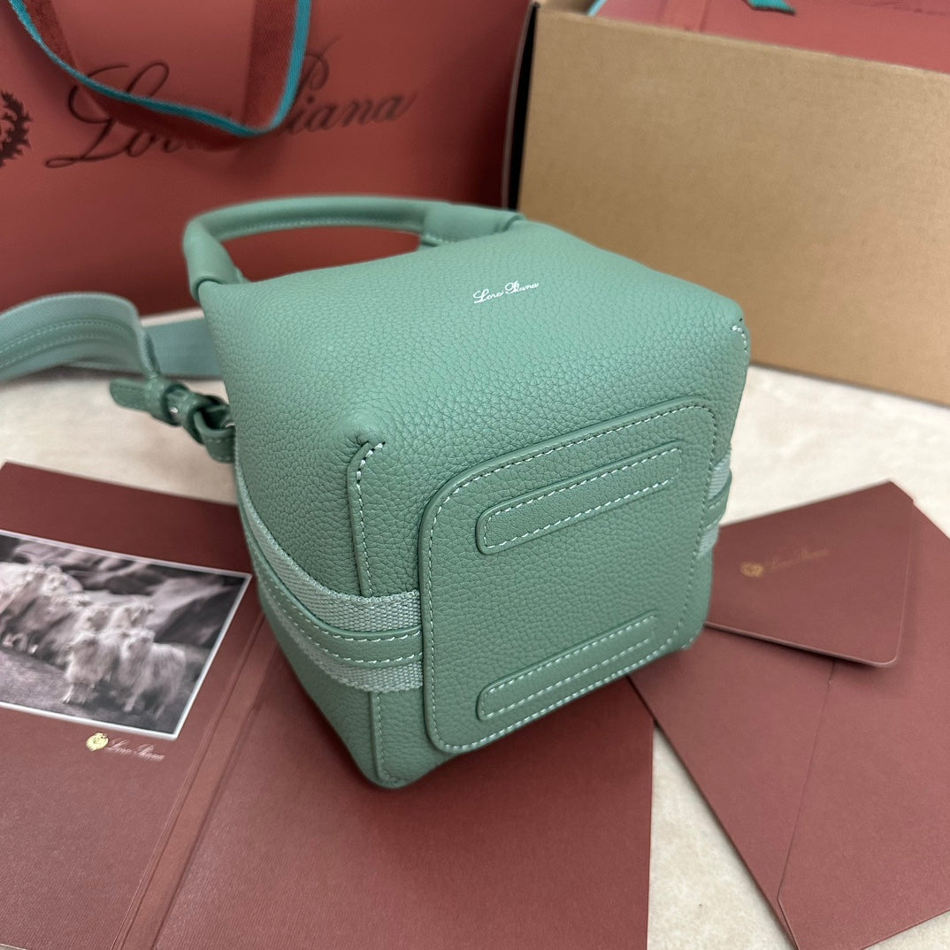 LORO PIANA MICRO BALE BAG IN SEA GREEN CALFSKIN