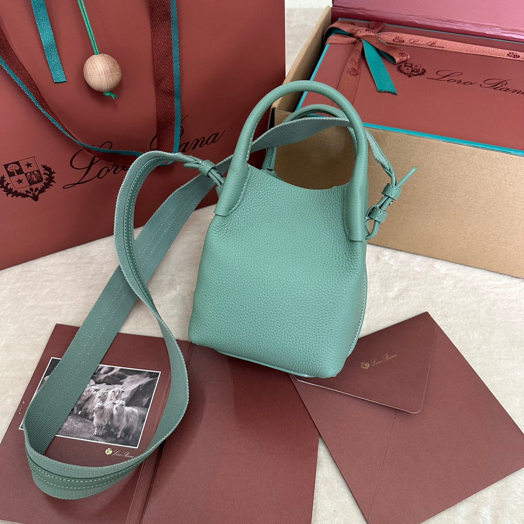 LORO PIANA MICRO BALE BAG IN SEA GREEN CALFSKIN
