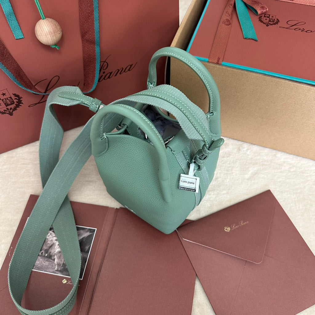 LORO PIANA MICRO BALE BAG IN SEA GREEN CALFSKIN