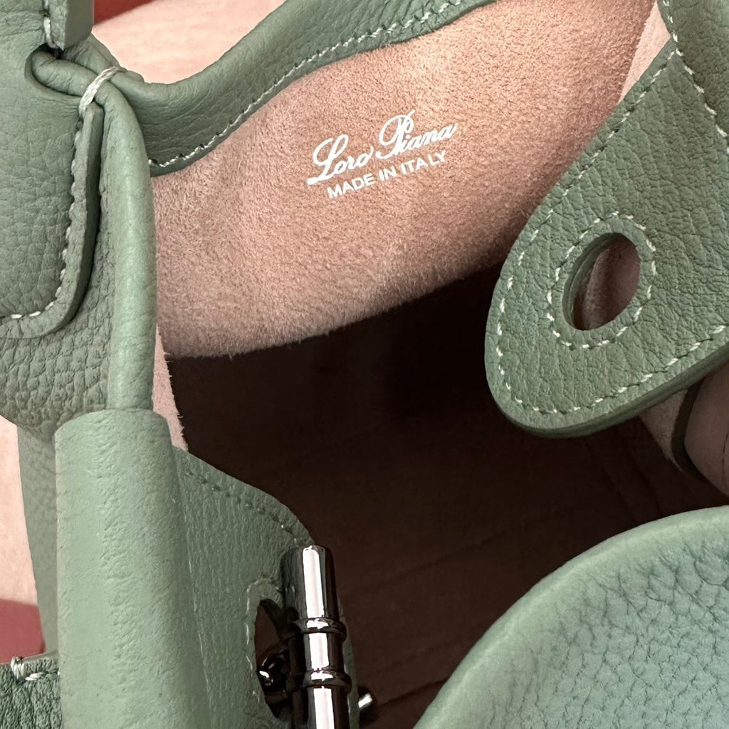 LORO PIANA MICRO BALE BAG IN SEA GREEN CALFSKIN