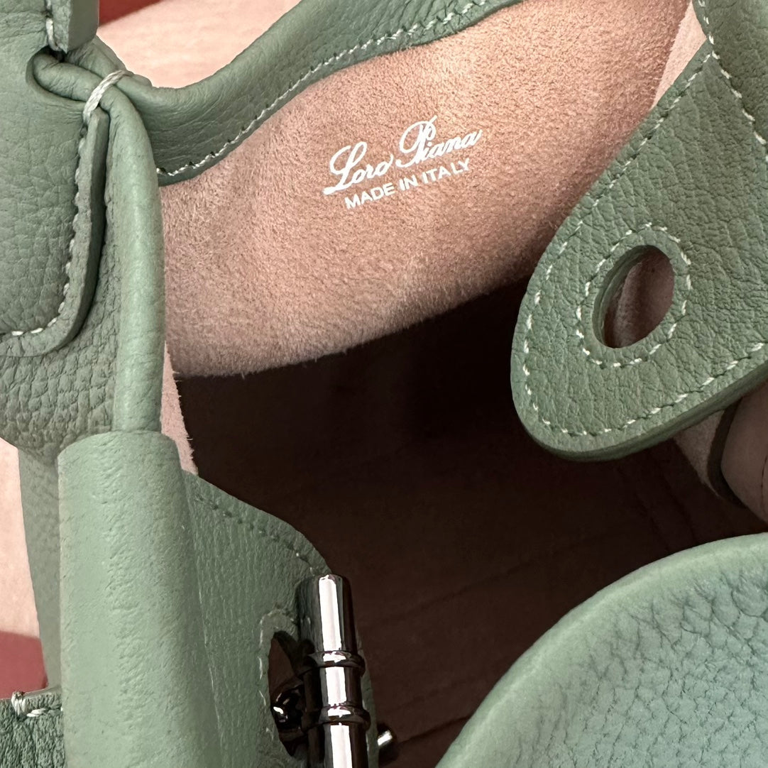 LORO PIANA MICRO BALE BAG IN SEA GREEN CALFSKIN